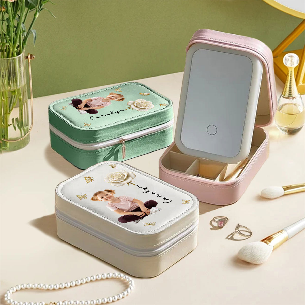Blooming Soul With Photo - Personalized Jewelry Box With LED Mirror