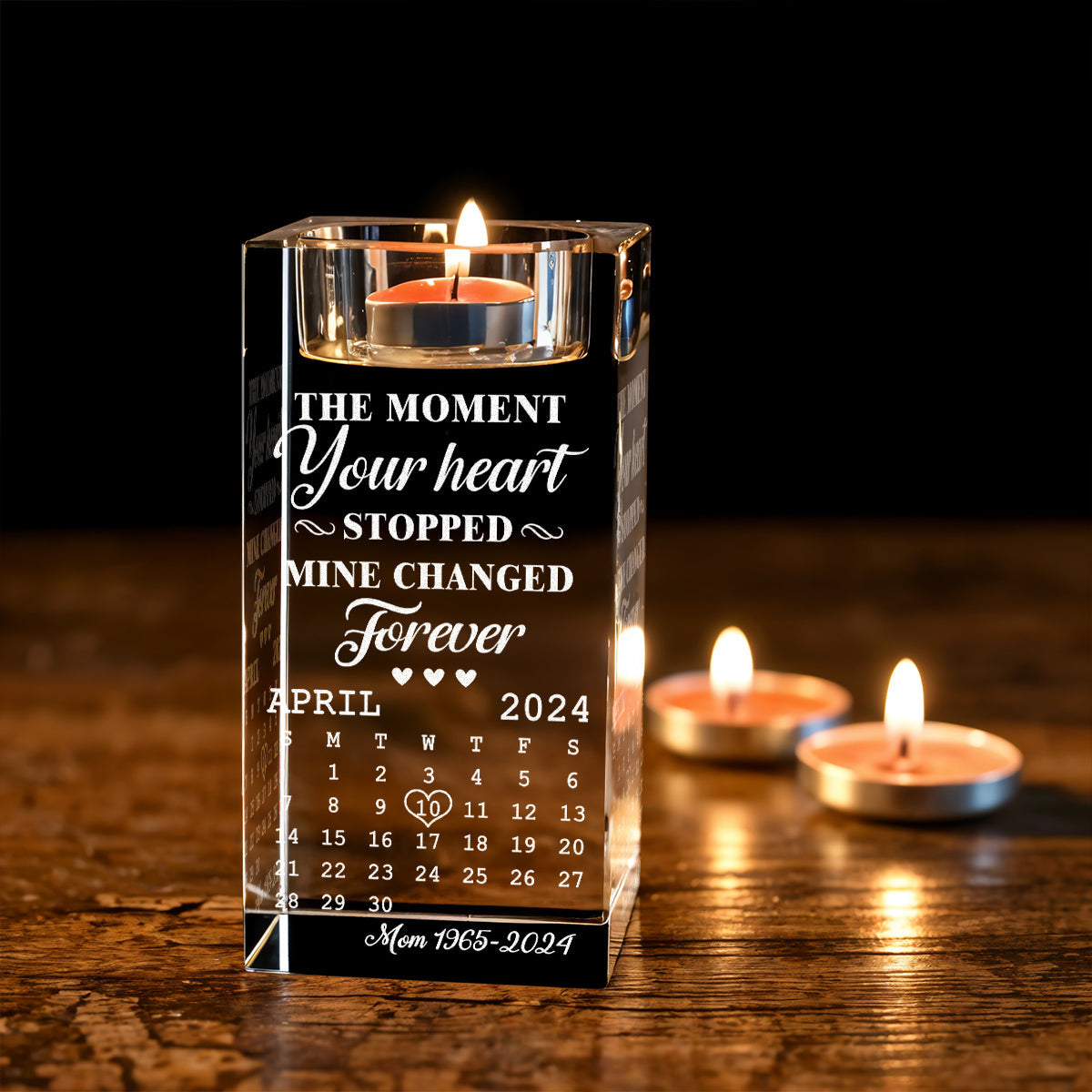 The Moment - Personalized Engraved Crystal Candle Holder
