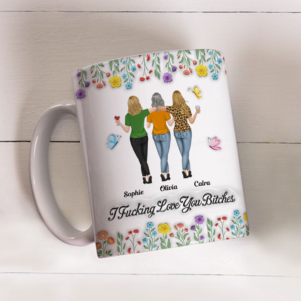 Custom Best Friend, Christmas & Birthday Friendship Keepsake Gift • I Love You My Friends - Personalized 3D Inflated Effect Mug