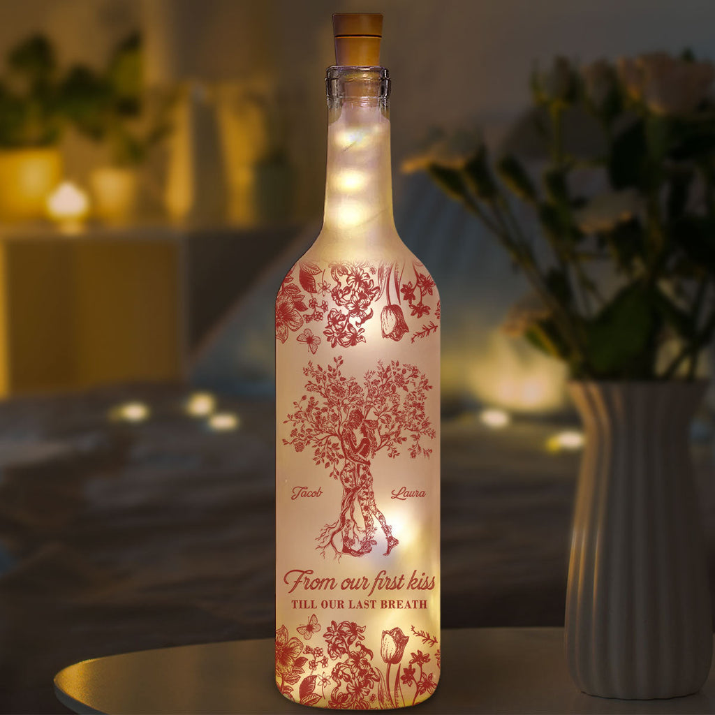 From Our First Kiss Till Our Last Breath Tree Of Love - Personalized Bottle Lamp