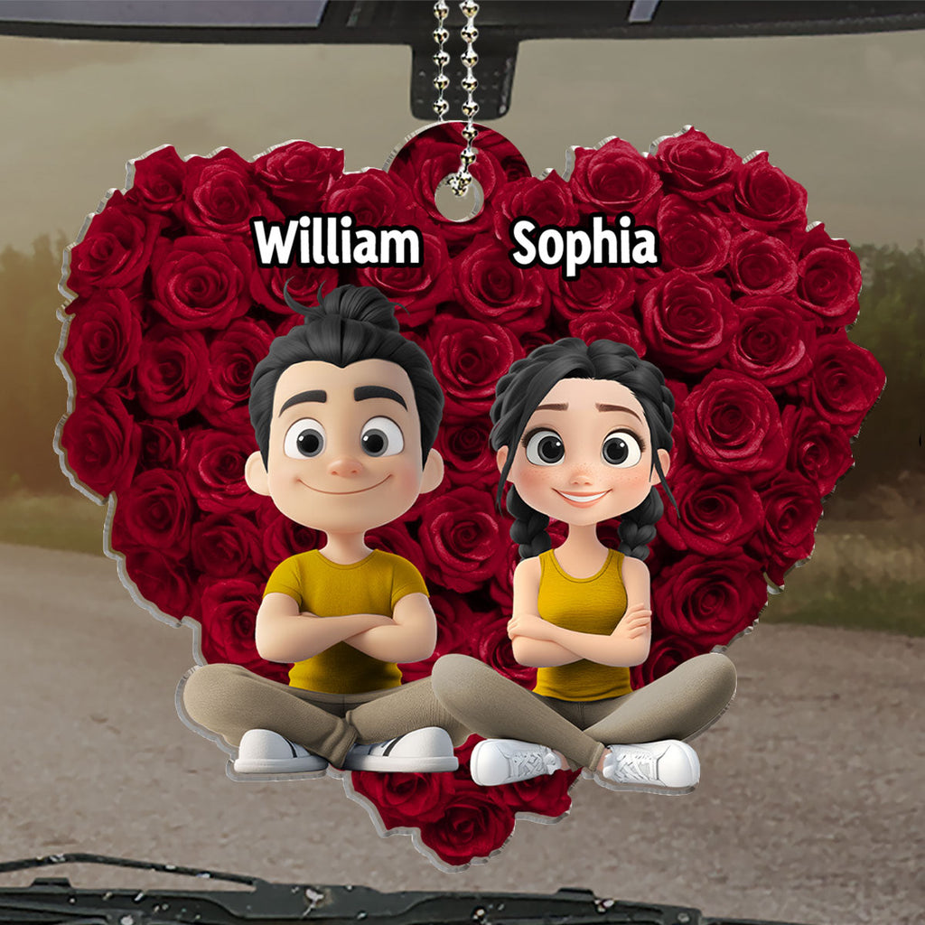 Love Rose - Personalized Car Ornament