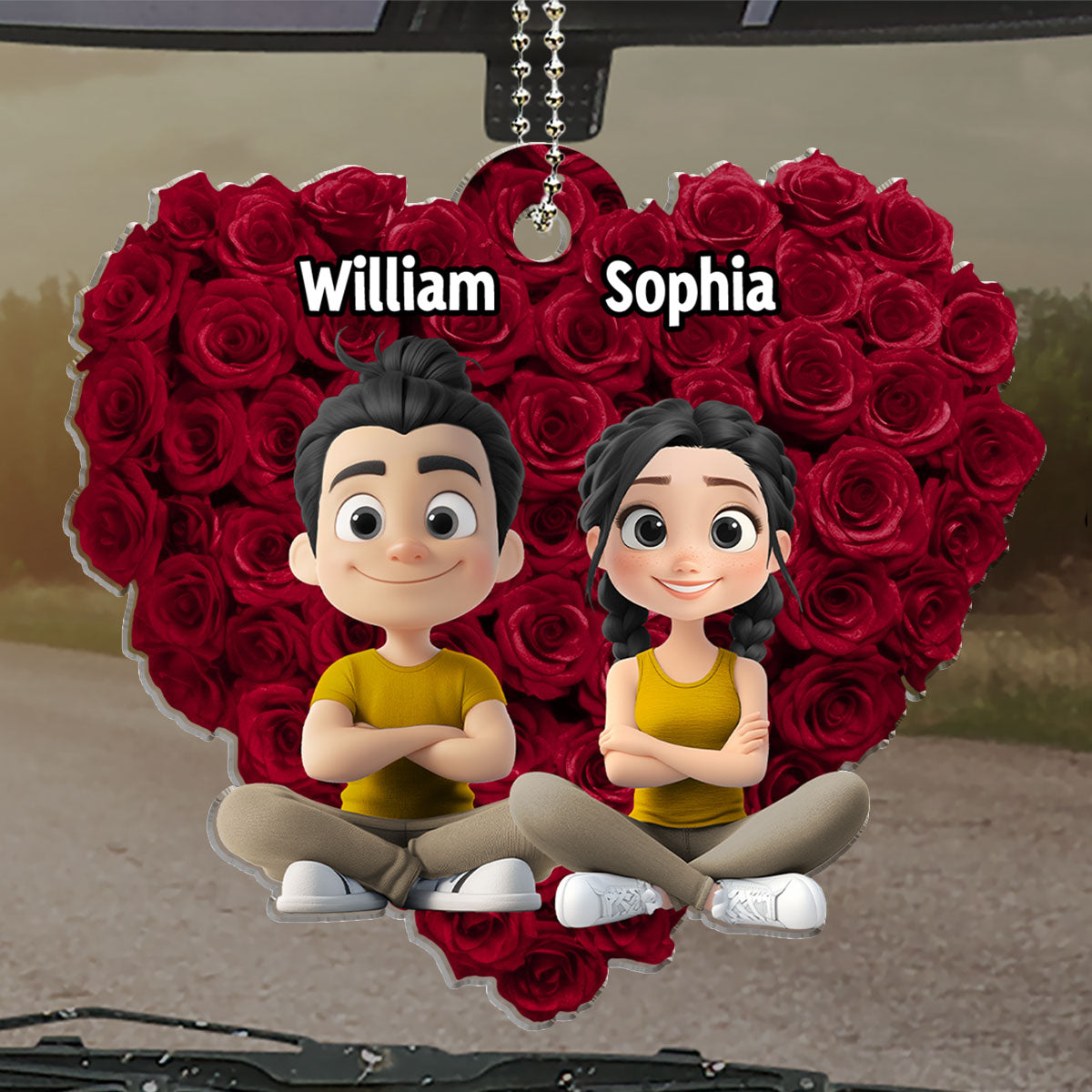 Love Rose - Personalized Car Ornament