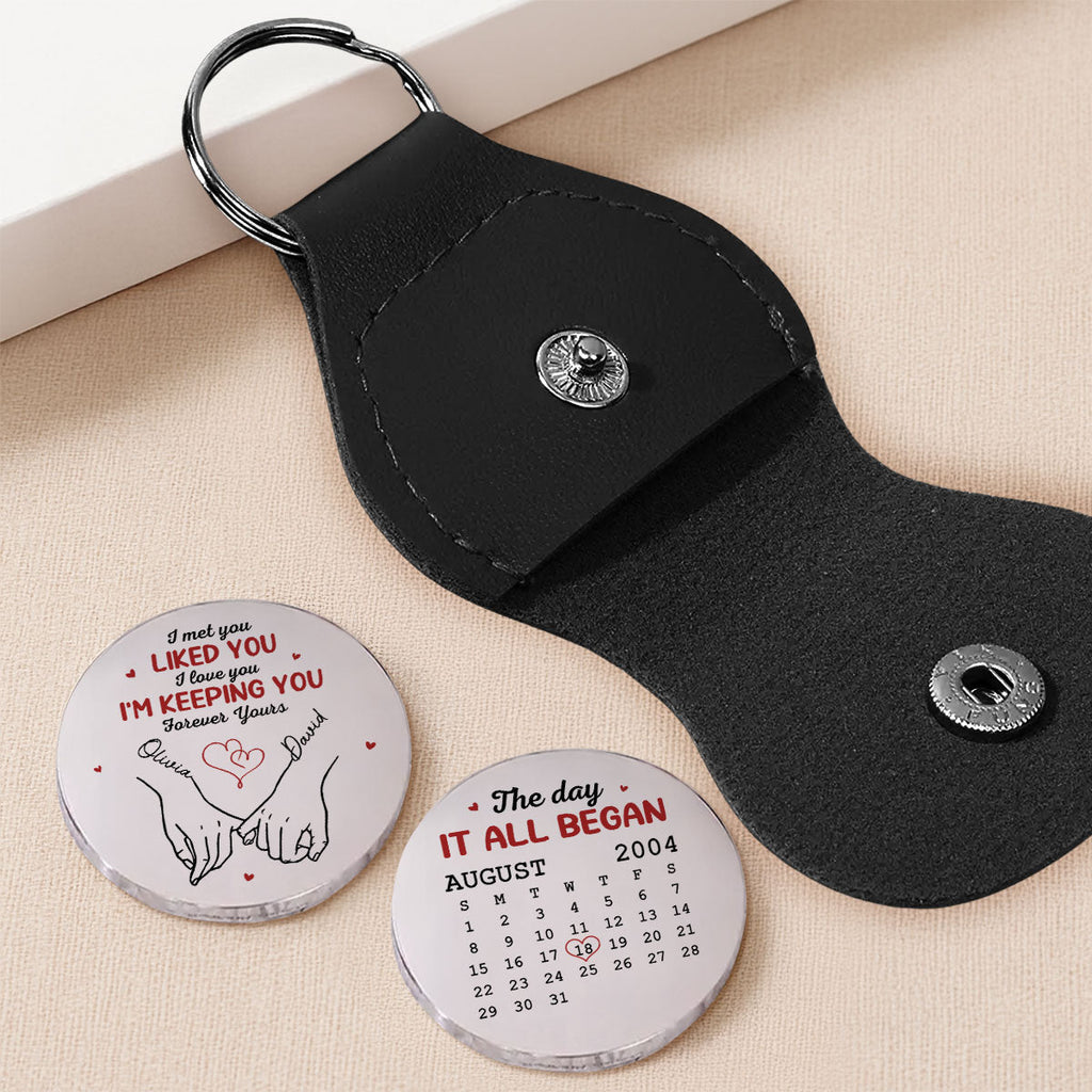 Custom Coin Keychain for Husband, Couple Anniversary Valentine's Day Gifts • Keeping You - Personalized Pocket Hug