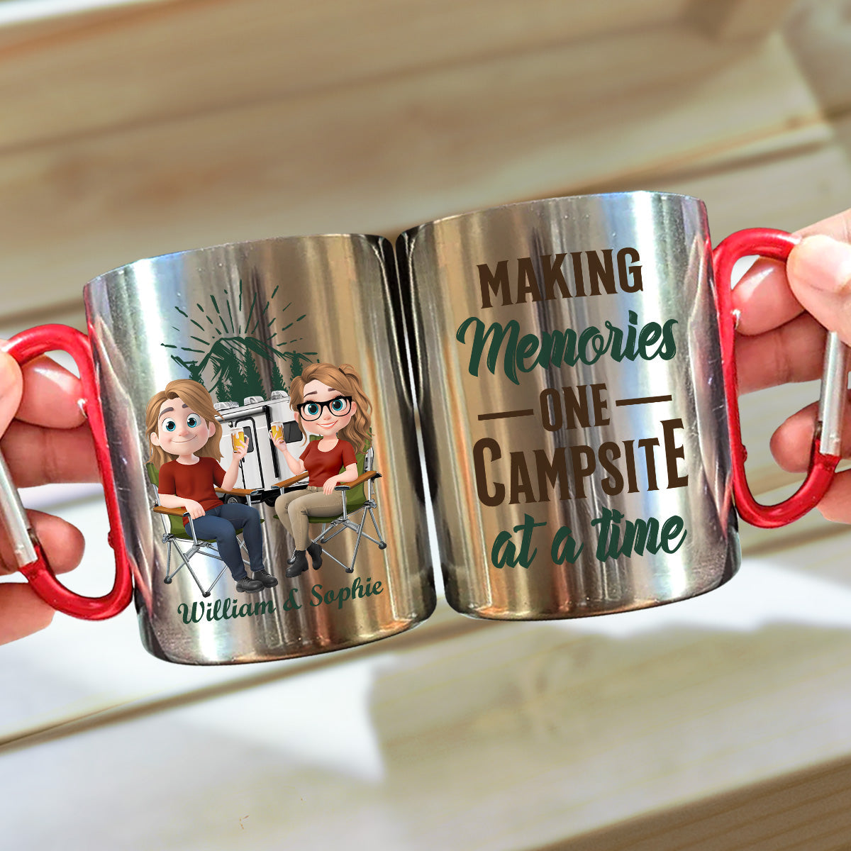 Custom Anniversary Keepsake Gifts For Couple • Camping Partner - Personalized Carabiner Mug
