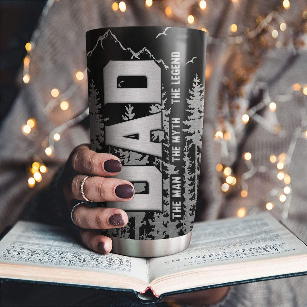 Custom Father's Day Birthday Gifts For Dad • Dad Is The Myth - Personalized 3D Effect Tumbler