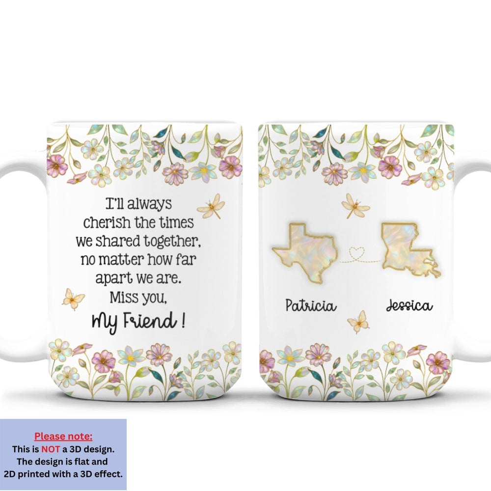 Custom Best Friend, Christmas & Birthday Friendship Keepsake Gift • Miss You My Bestie - Personalized Coffee Mug