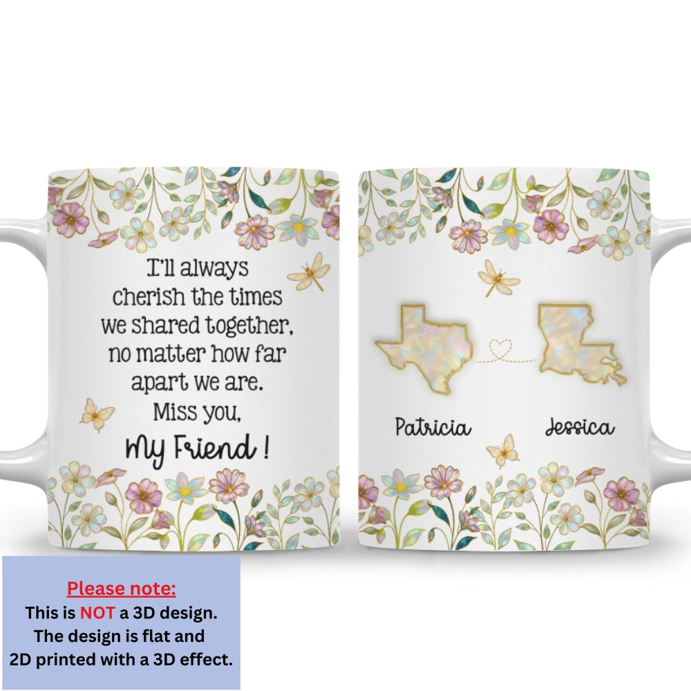 Custom Best Friend, Christmas & Birthday Friendship Keepsake Gift • Miss You My Bestie - Personalized Coffee Mug