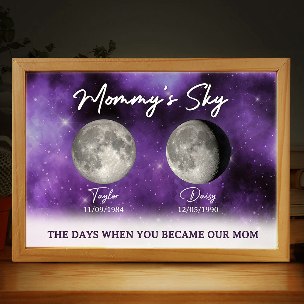 The Moon When You Become Mom - Personalized Frame Light Box