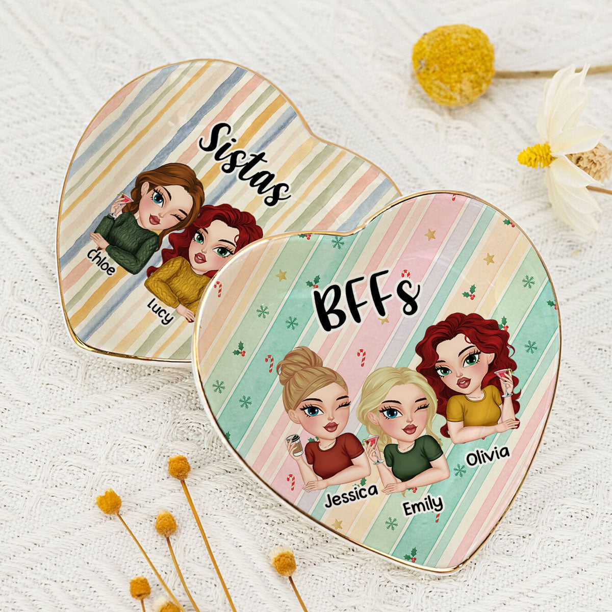 Custom Trinket Dish Gift for Friend, for Soul Sister • Certified Besties - Personalized Jewelry Dish