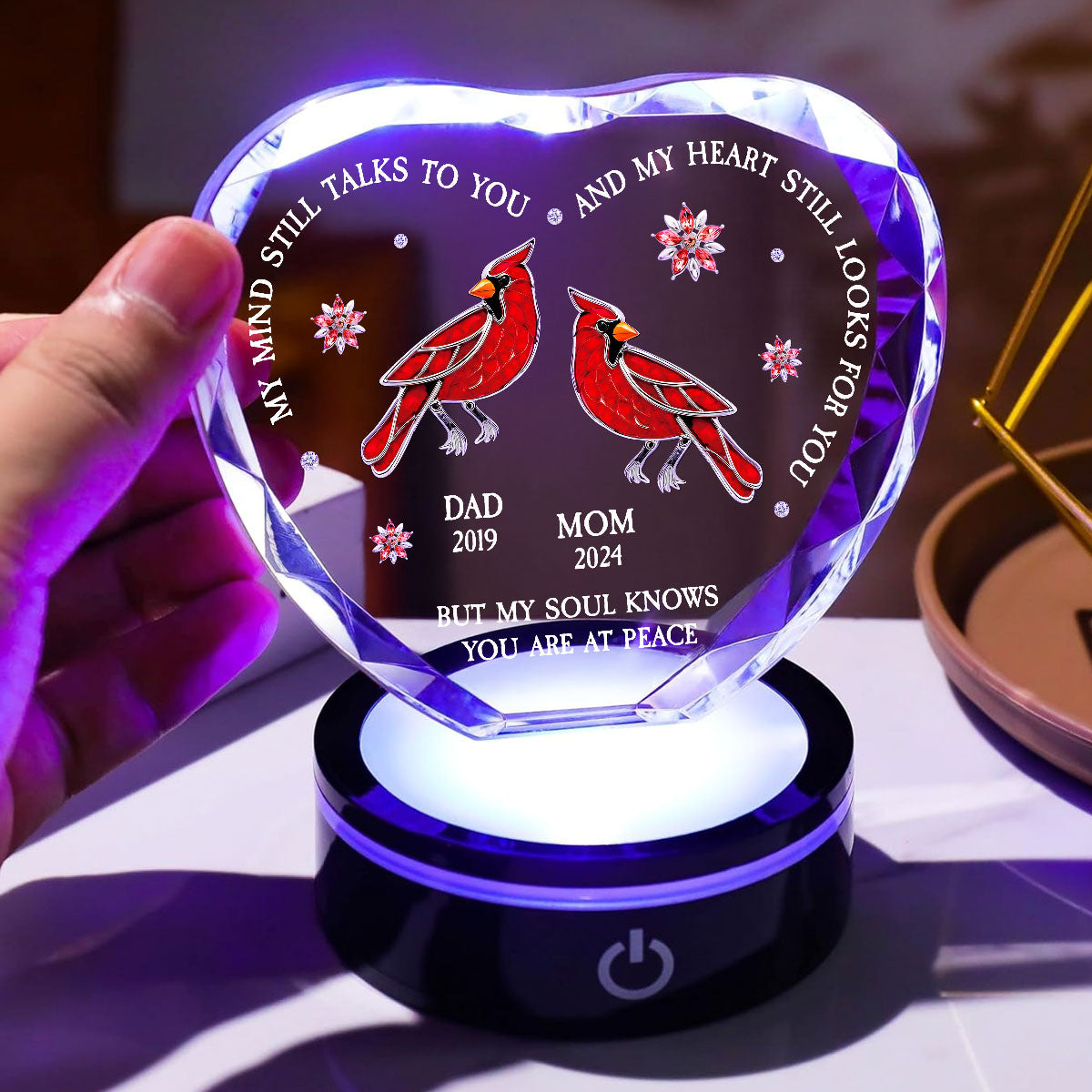 My Soul Knows You Are At Peace - Personalized Crystal Led Light