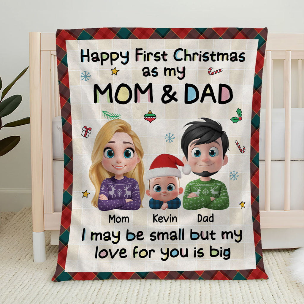 First Christmas With Mom And Dad - Personalized Fleece Blanket
