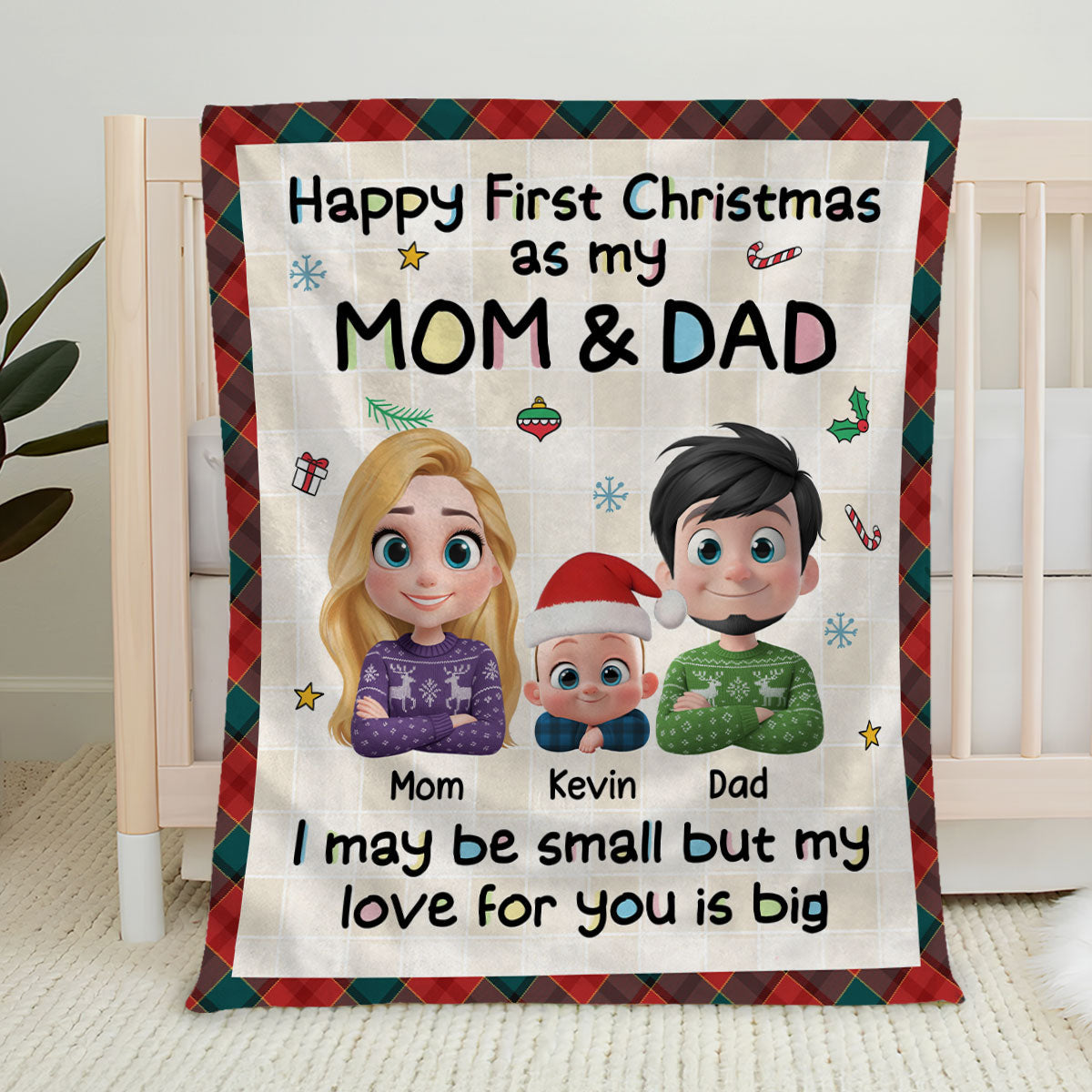 First Christmas With Mom And Dad - Personalized Fleece Blanket