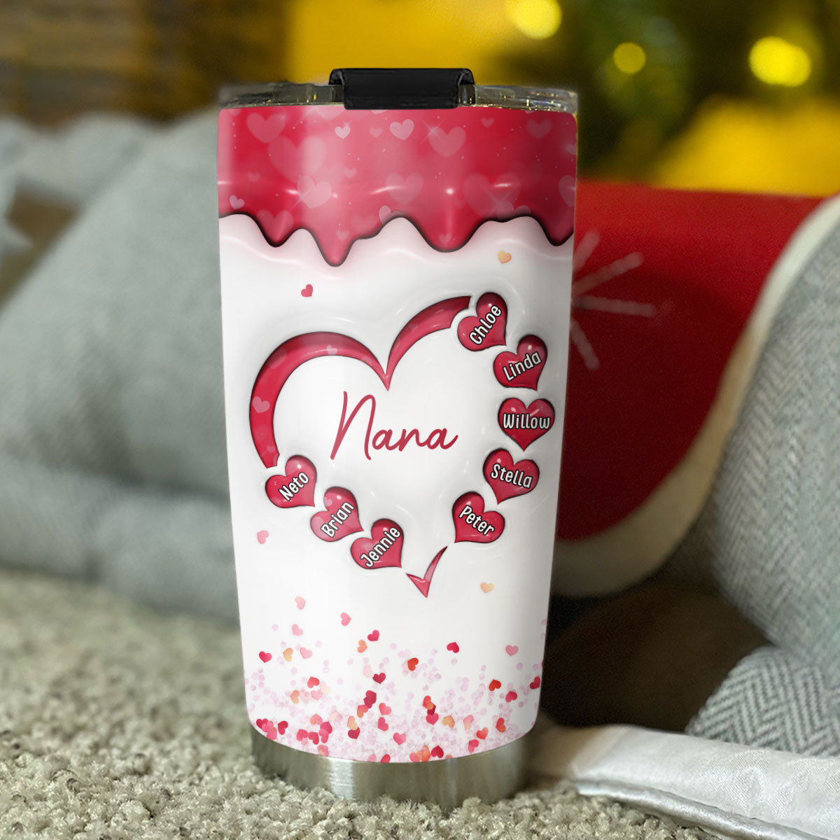 Custom Mother's Day Birthday Gifts For Grandma • We Love You More Than Words - Personalized 3D Inflated Effect Tumbler