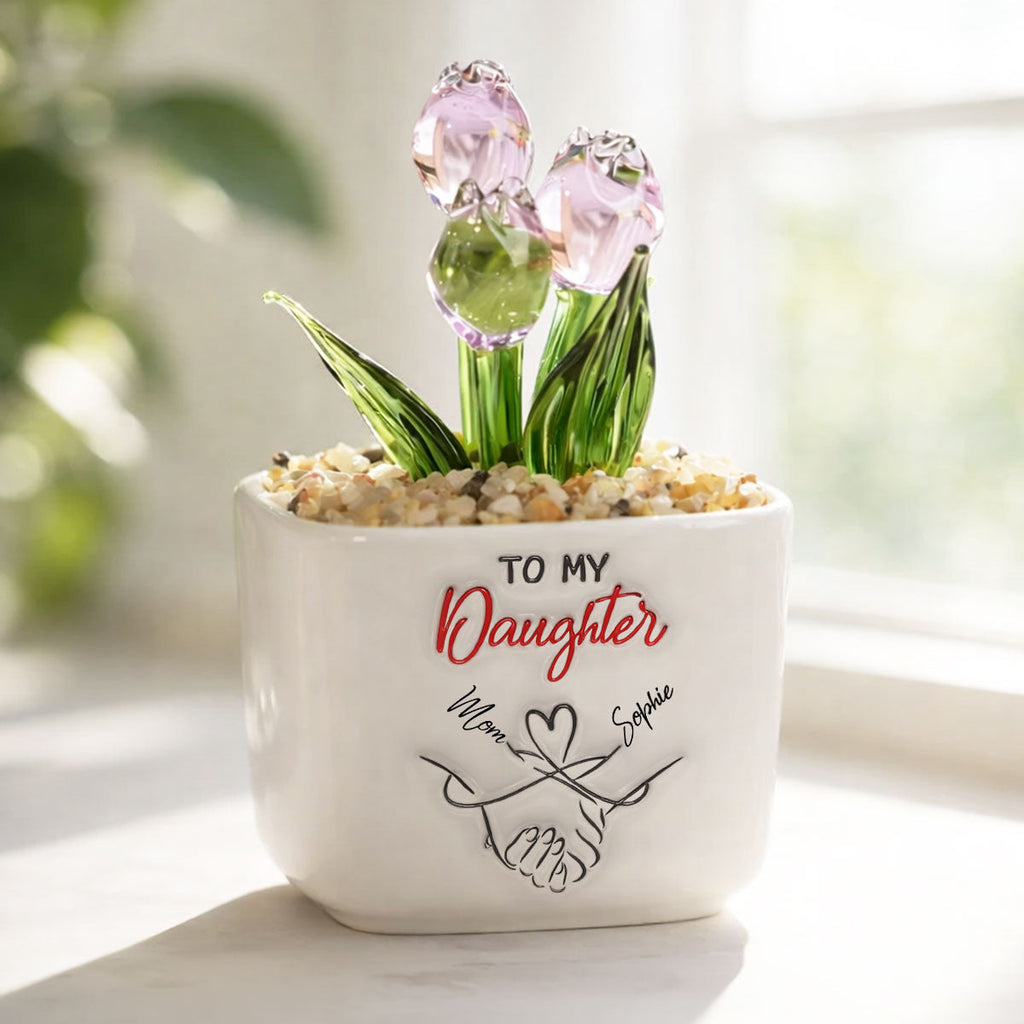 Custom Flower Keepsake, Glass Home Decor Gift for Daughter • How Special You Are To Me - Personalized 3D Inflated Effect Glass Everlasting Tulips