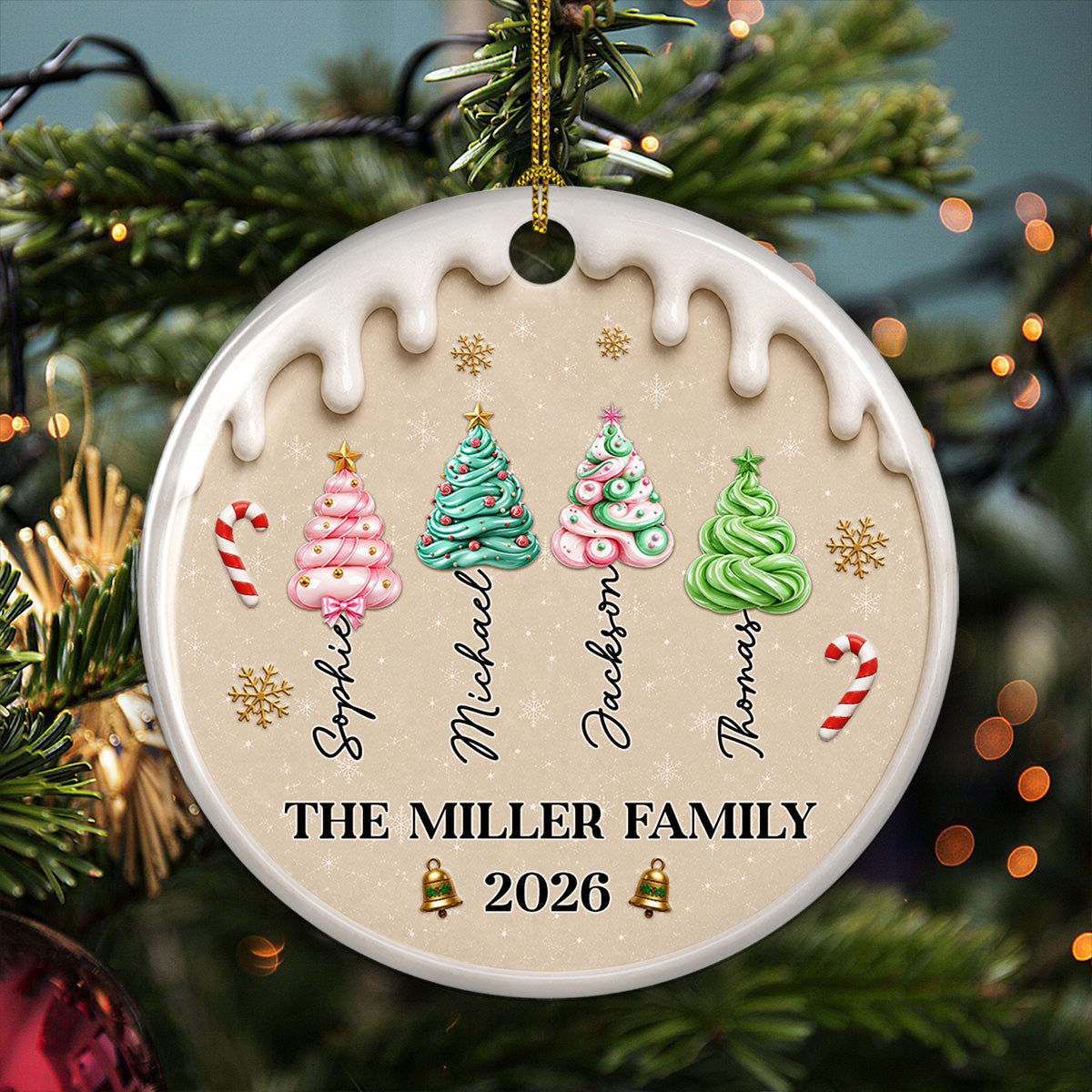 Custom Keepsake Christmas Ornament •  Christmas Tree 2026 - Personalized 3D Inflated Effect Ceramic Ornament