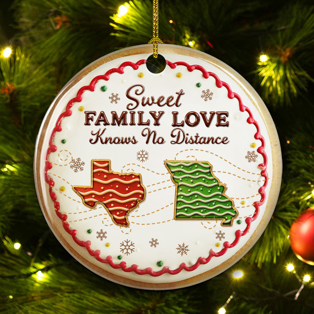Custom Family Ornament, Christmas Gift for Family Members •  Sweet Family Love - Personalized 3D Effect Ceramic Ornament