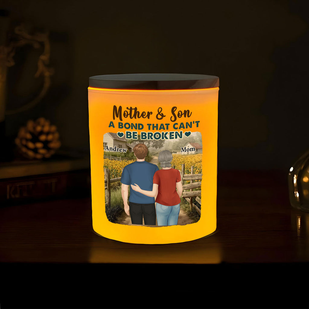 Sunflowers Mother And Child - Personalized Glass Jar With LED Candle