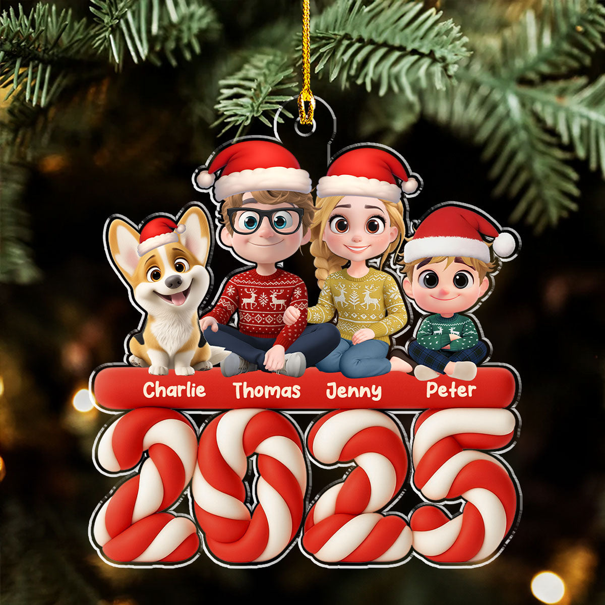 Custom Family Ornament, Christmas Gift for Family Members •  Family Marshamallow - Personalized Acrylic Ornament