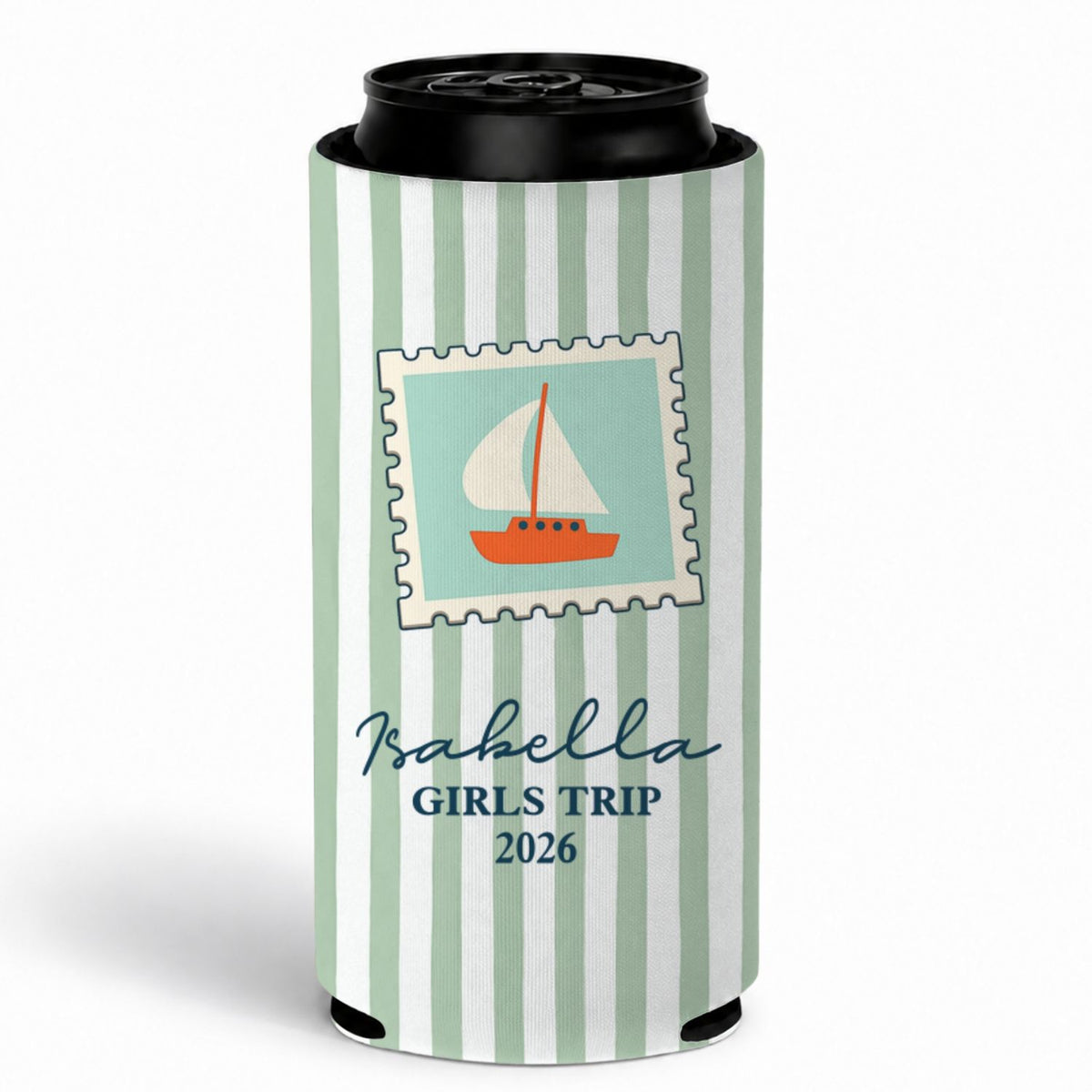 Beach Vacation - Personalized Skinny Can Cooler
