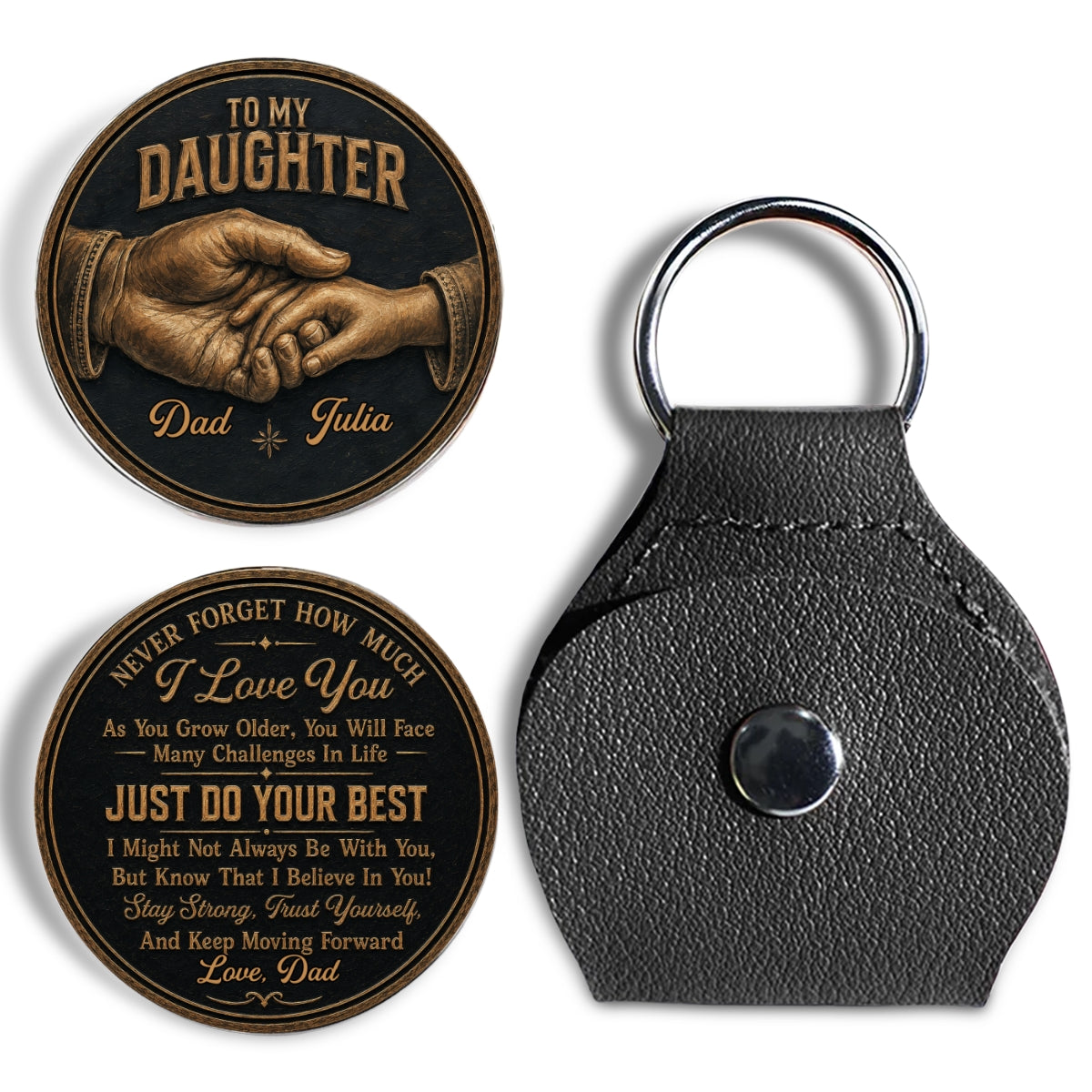 Custom Daughter Coin Keychain, Mother's Day Birthday Gifts • My Greatest Blessing - Personalized Pocket Hug