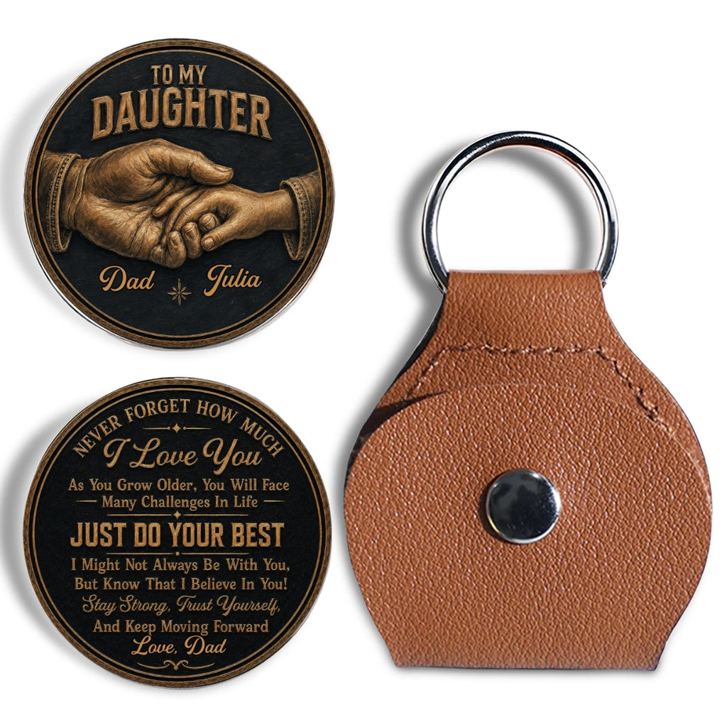 Custom Daughter Coin Keychain, Mother's Day Birthday Gifts • My Greatest Blessing - Personalized Pocket Hug