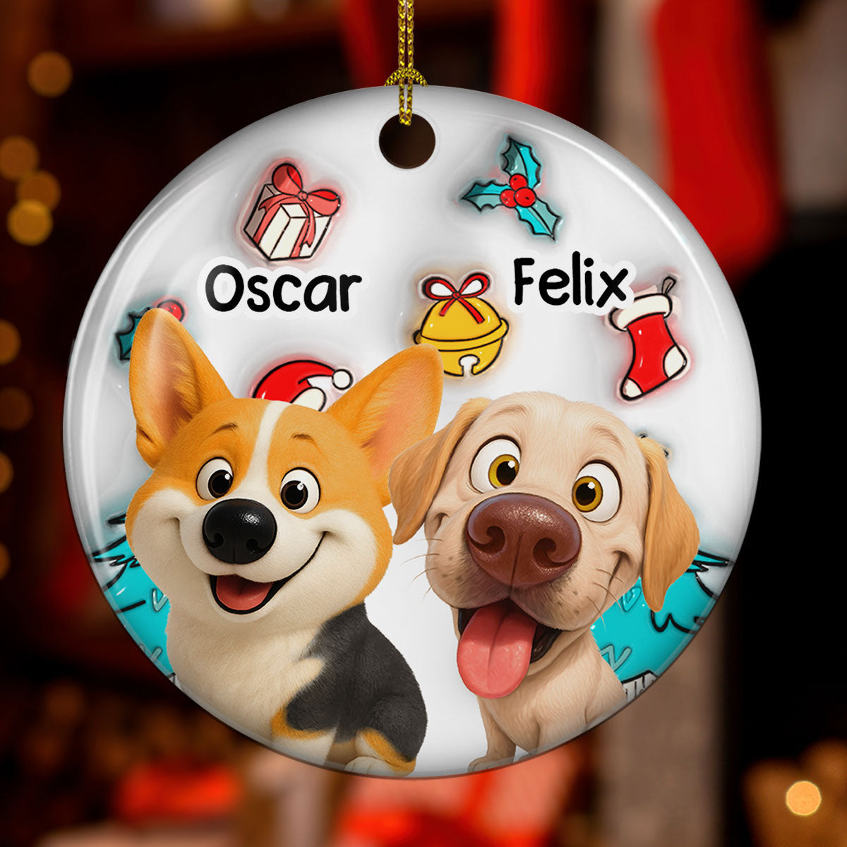 Custom Keepsake Christmas Ornament •  Santa Is Coming - Personalized 3D Inflated Effect Ceramic Ornament