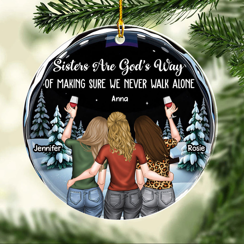 Custom Friendship Christmas Ornament, Best Friend Gift •  Friends We Never Walk Alone - Personalized Acrylic Ornament