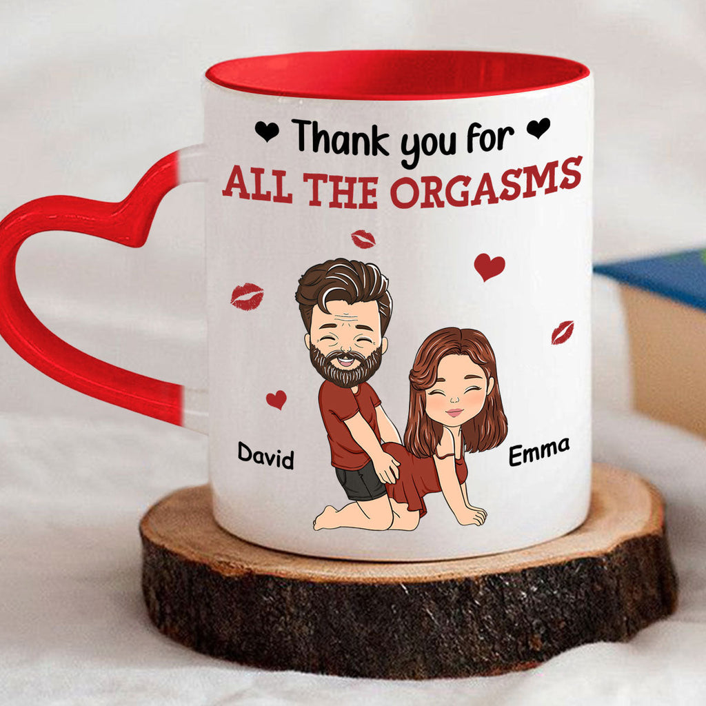 Custom Anniversary Keepsake Gifts For Couple • Thanks For All - Personalized Heart Handle Mug