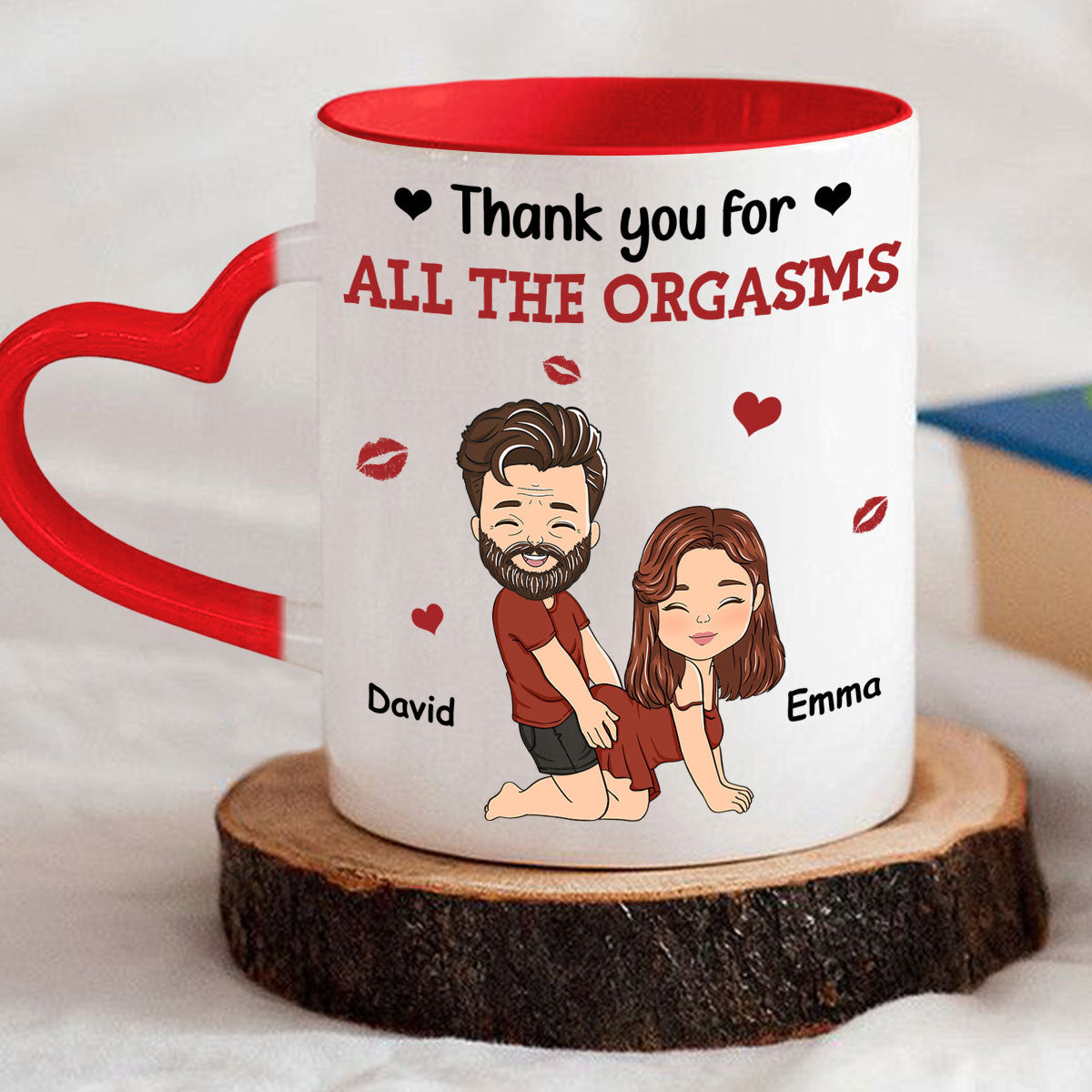 Custom Anniversary Keepsake Gifts For Couple • Thanks For All - Personalized Heart Handle Mug
