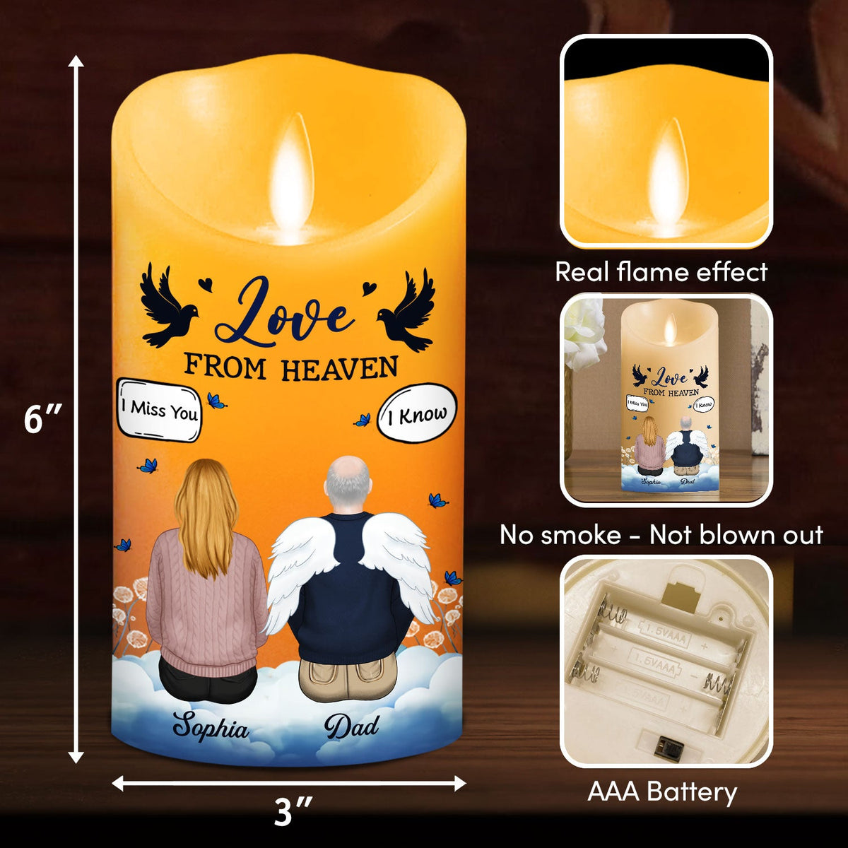 Love From Heaven - Personalized LED Candle
