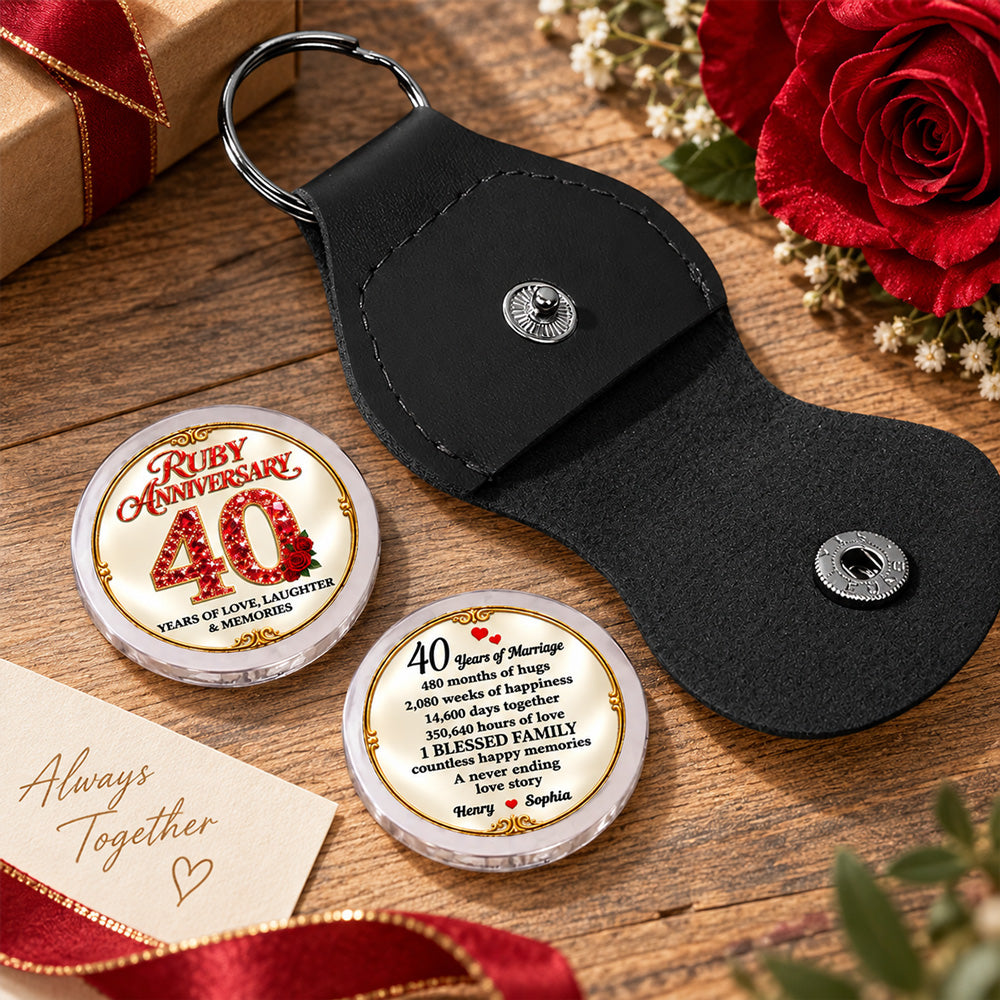 Custom Coin Keychain For Husband & Him, Anniversary Gifts • A Lifetime Marked By Love - Personalized 3D Printing Pocket Hug