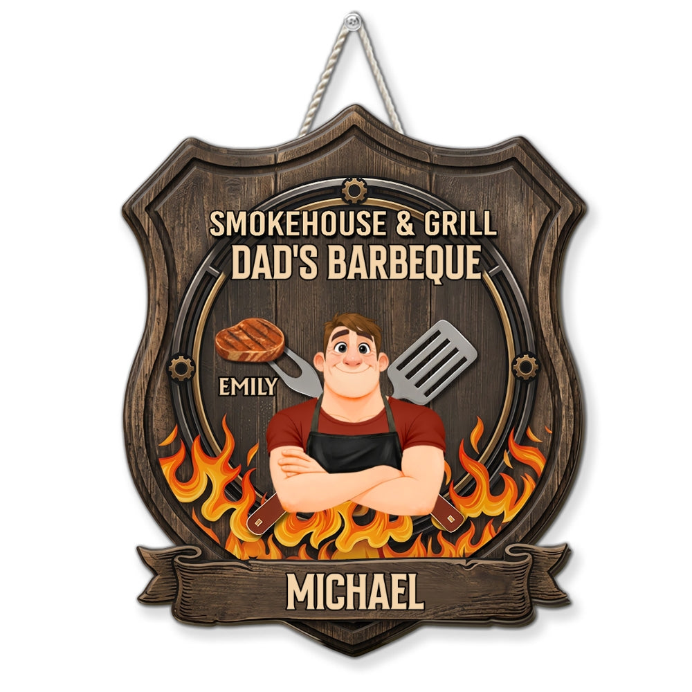 Custom Home & Wall Decor, Birthday & Christmas Gift • Smokehouse And Grill - Personalized Wood Sign