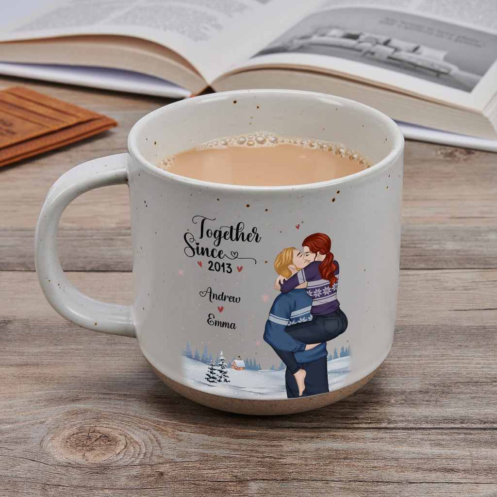 Custom Anniversary Keepsake Gifts For Couple • First Christmas Together - Personalized Pottery Mug