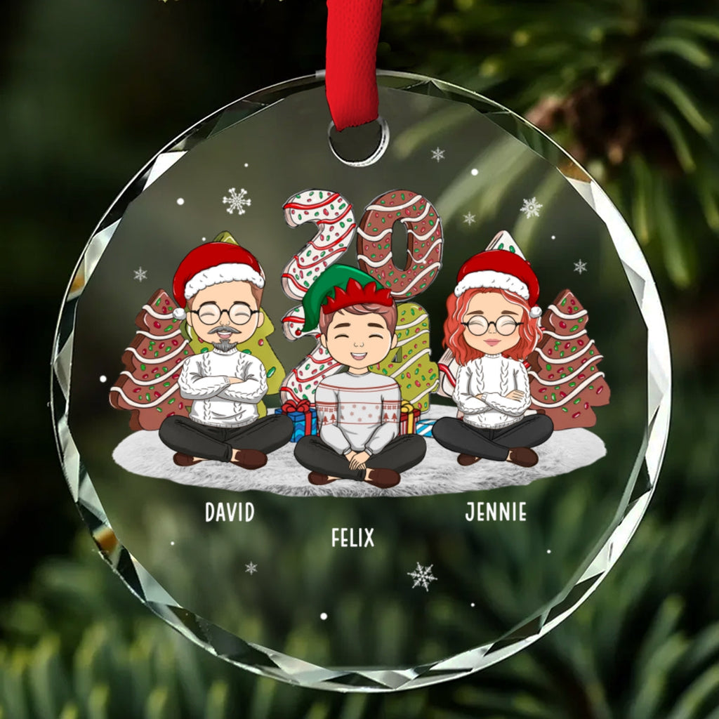 Custom Family Ornament, Christmas Gift for Family Members •  Family Cake - Personalized Glass Ornament