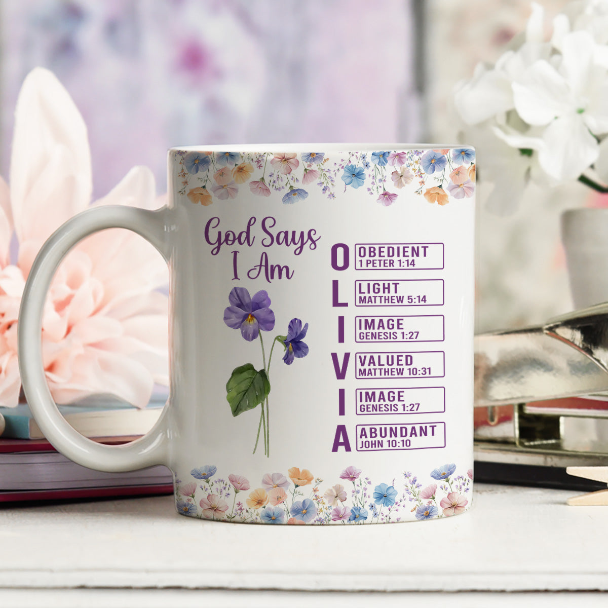 Custom Best Friend, Christmas & Birthday Friendship Keepsake Gift • God Says I Am Name - Personalized Coffee Mug