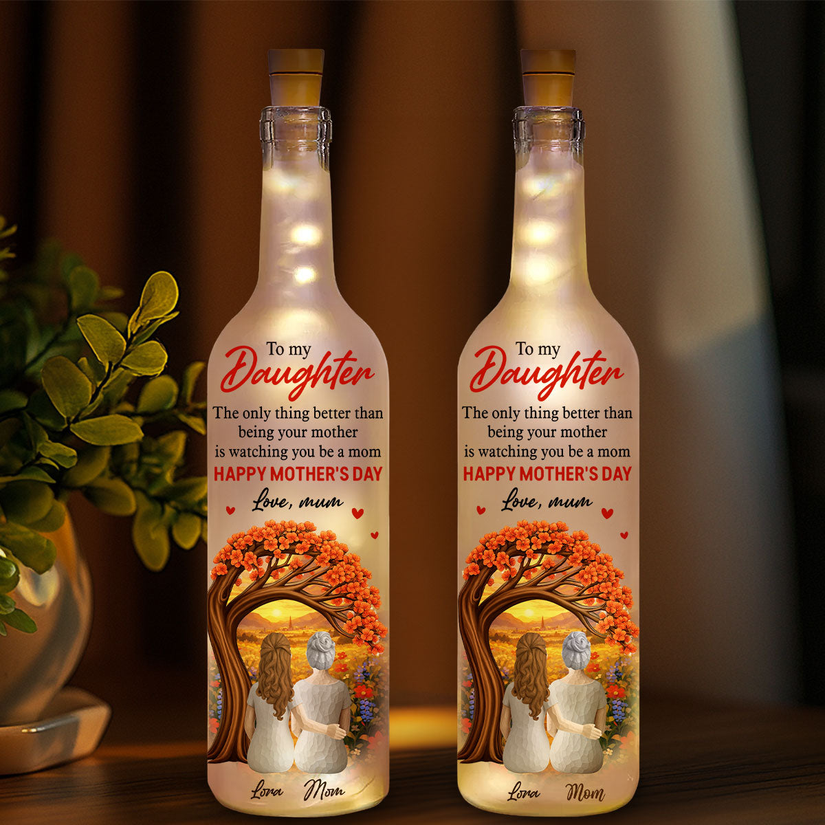 Watching You Be A Mom - Personalized Bottle Lamp