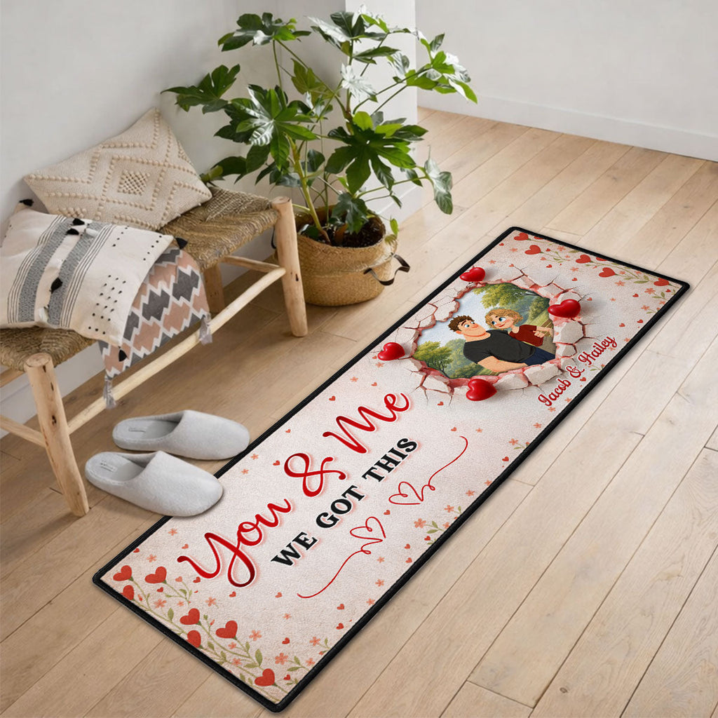 Custom Couple Rug, Anniversary Housewarming Gift For Wife Husband • You And Me We Got This - Personalized Runner Rug