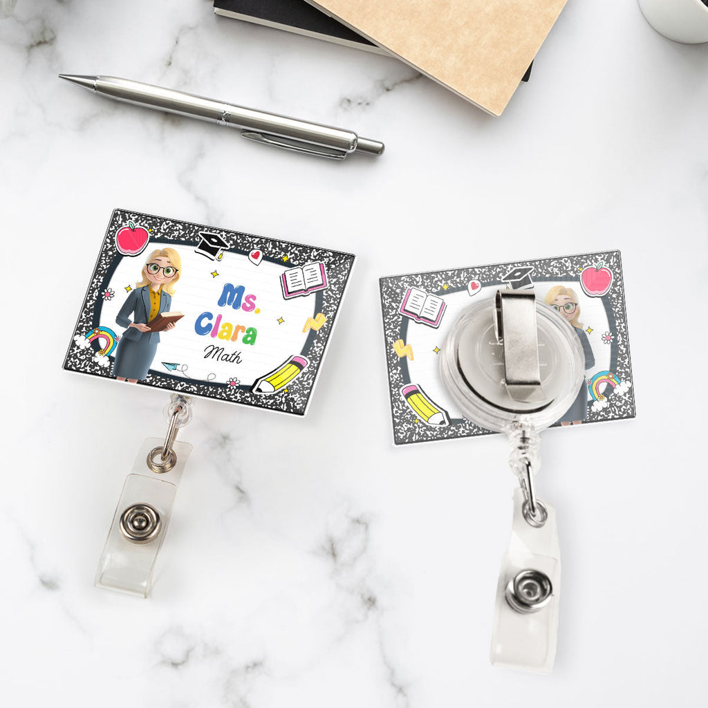 Custom Teacher Character ID Holder, Back To School Gift • Welcome To My Class - Personalized Acrylic Badge Reel