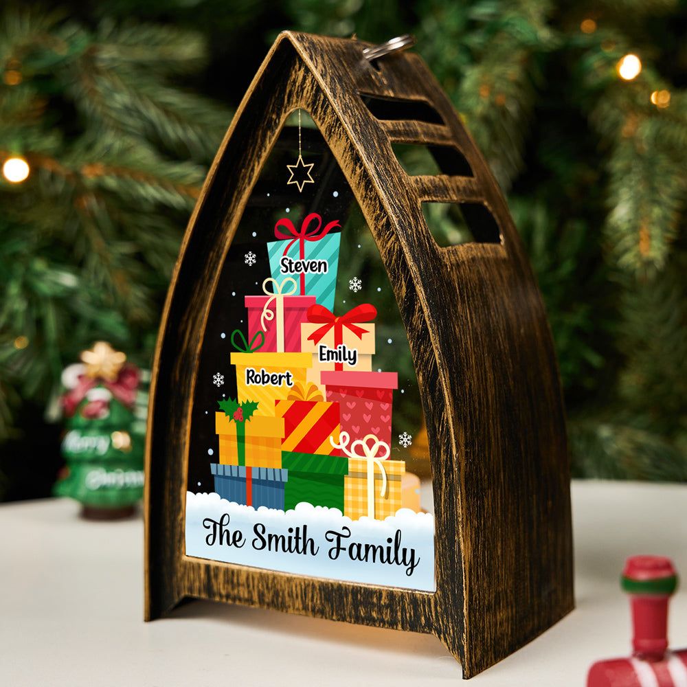 Custom Name Christmas Table Light, Gift for Family Members • Our Family Gift Tree - Personalized Table Lantern