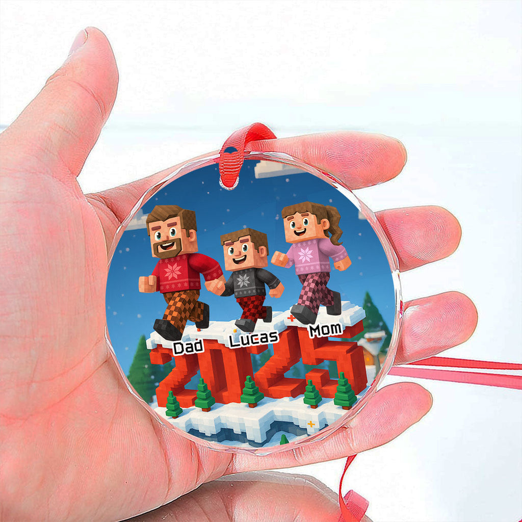 Custom Family Ornament, Christmas Gift for Family Members •  Us In This Year - Personalized 3D Effect Glass Ornament