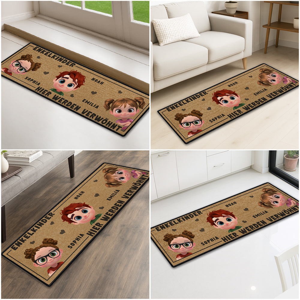 Custom Name Rug, Christmas Birthday Gift For Son Daughter Kids • Das Leben Ist Besser Mit Enkeln – Personalisierter Läuferteppich