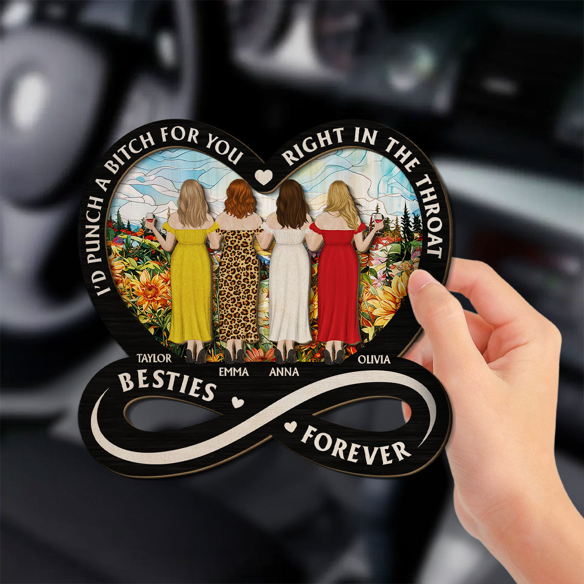 Heartfelt Friendship Forever - Personalized Car Visor Clip