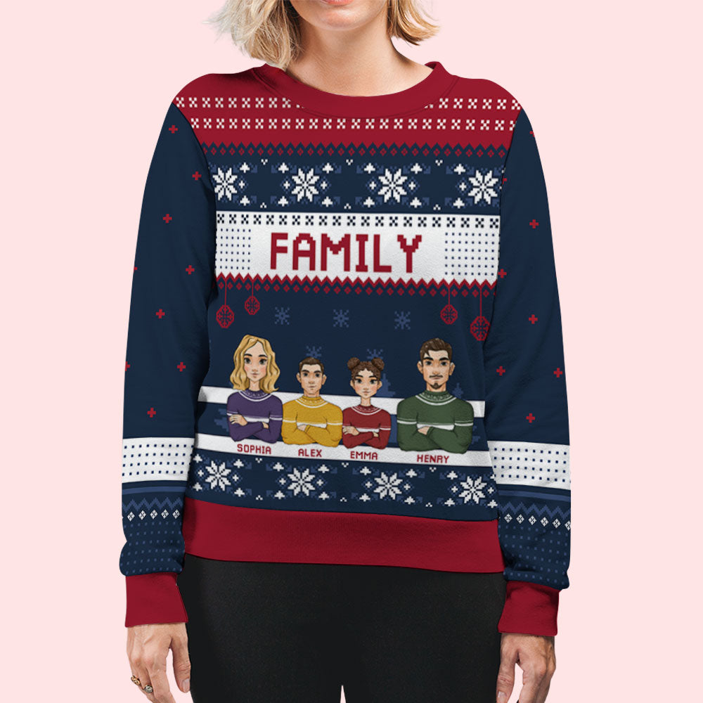 Custom Family Christmas Sweatshirt, Gift for Family Members • Christmas Family - Personalized All-Over-Print Sweatshirt