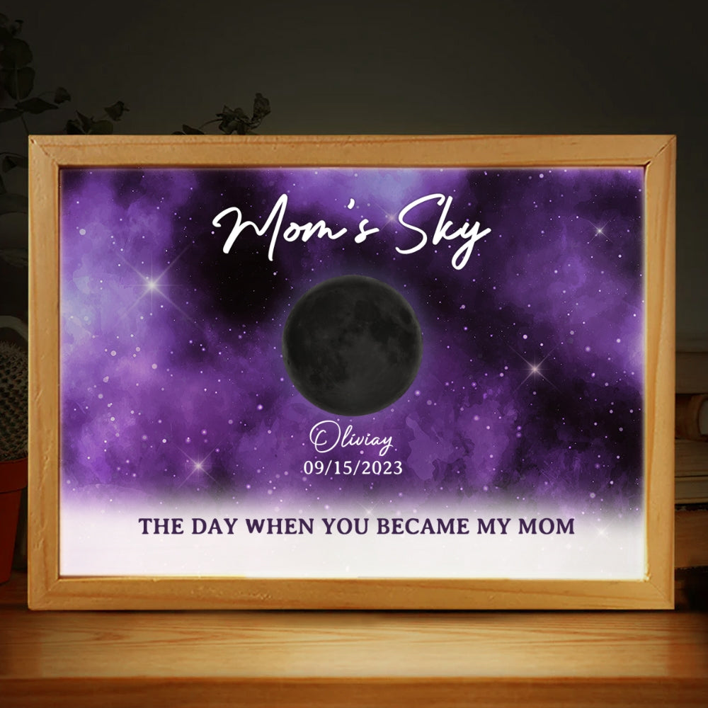 The Moon When You Become Mom - Personalized Frame Light Box