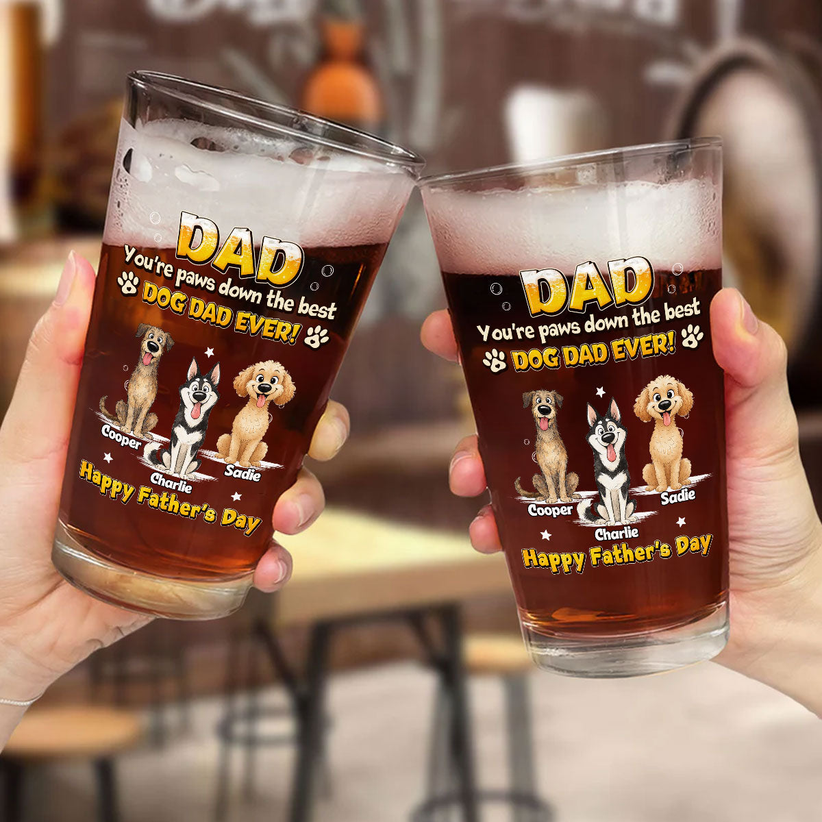 Paw Down The Best - Personalized Beer Glass