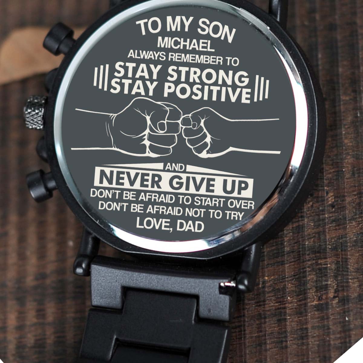 Stay Strong Stay Positive - Personalized Engraved Wooden Watches GQ026
