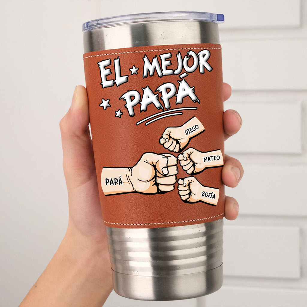 Custom Father's Day Birthday Gifts For Dad • Mejor Papá - Vaso De Cuero Personalizado