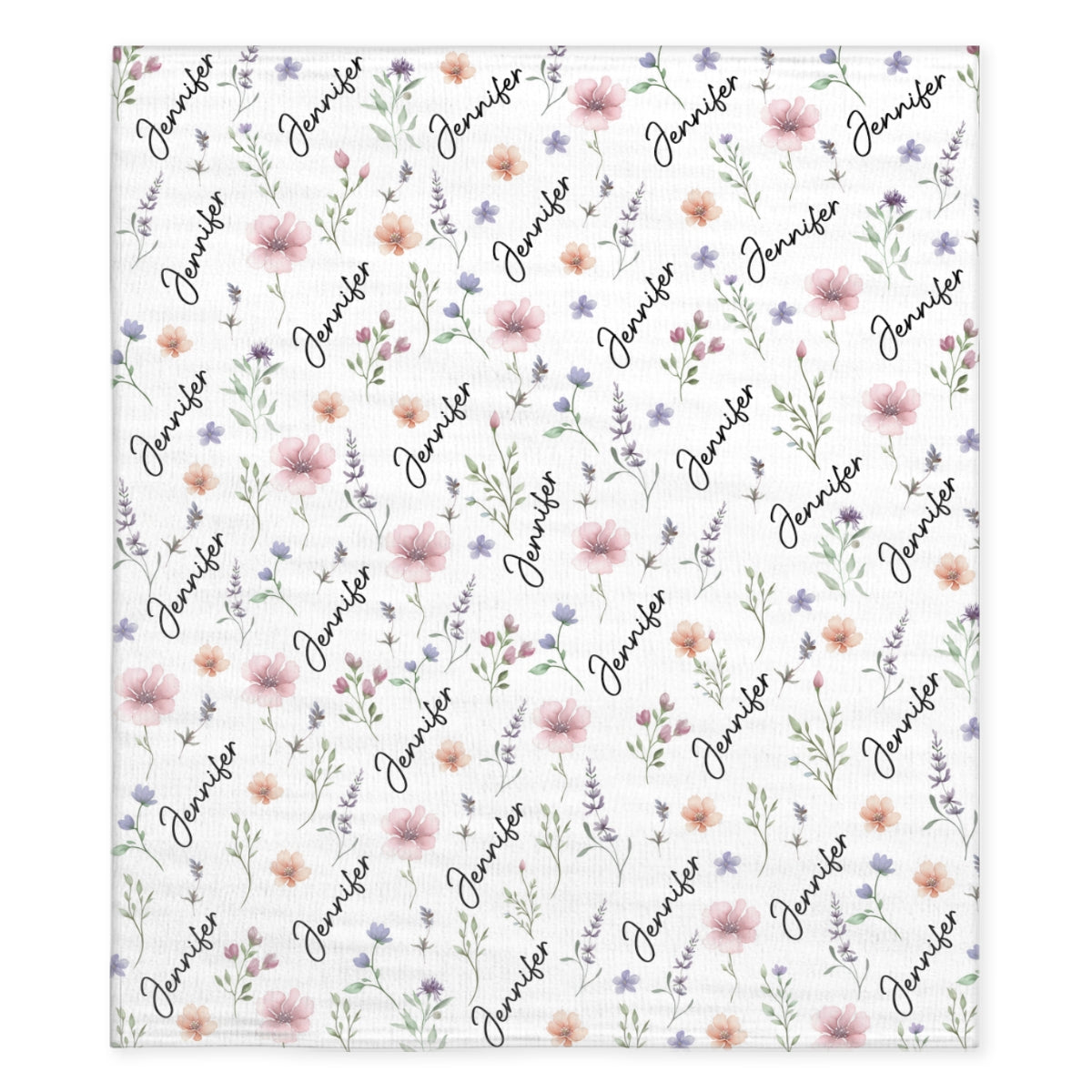 Blooming Name - Personalized Fleece Blanket