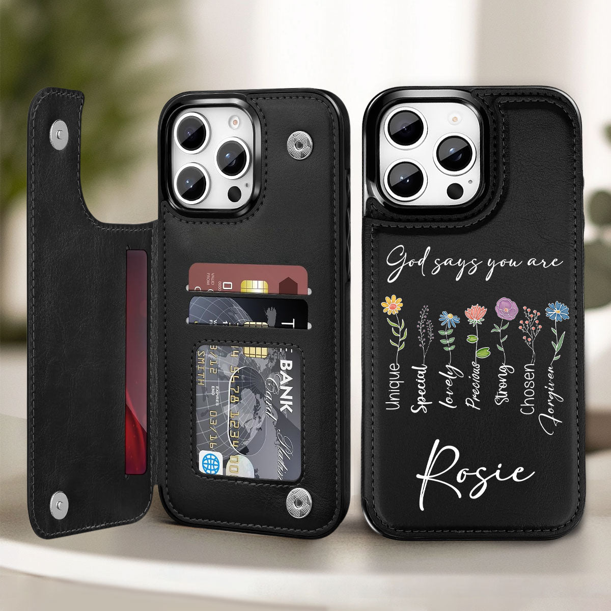 God Says You Are - Personalized Leather Phone Case