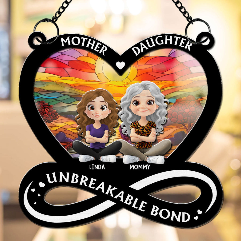 Custom Hanging Decor for Mom Daughter, Mother's Day Gifts • Unbreakable Bond - Personalized Suncatcher